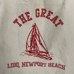 The GREAT. Canvas Tote Bag Shopper Newport Beach Red Sailboat Coastal Prep 10